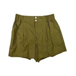 Crosby by Mollie Burch Shorts Green High‎ Waist Elastic Linen Blend Coastal Sz M